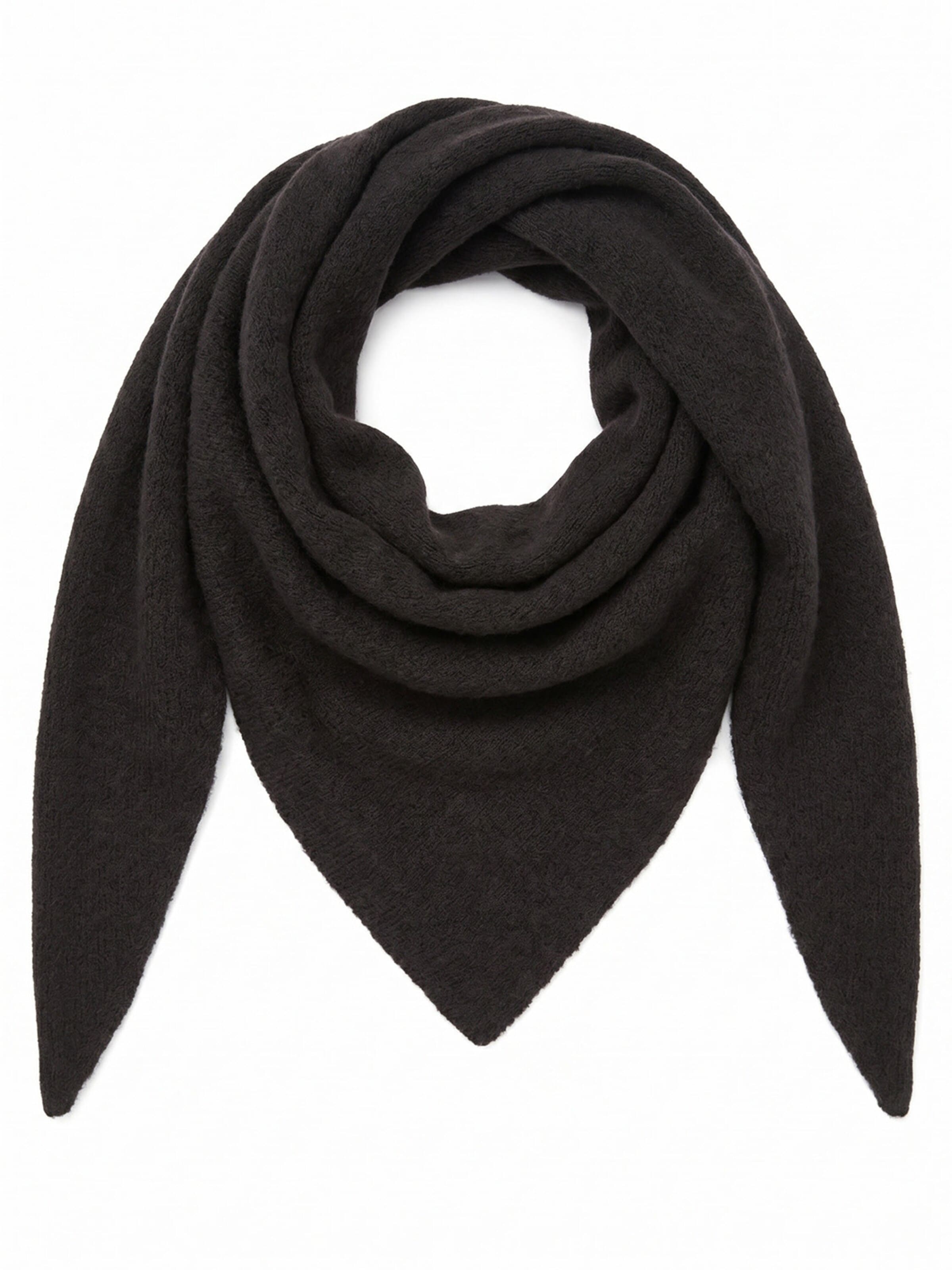 styleBREAKER Shawl 'Leichtes Strick Dreieckstuch Woll-Anteil' in Black: front