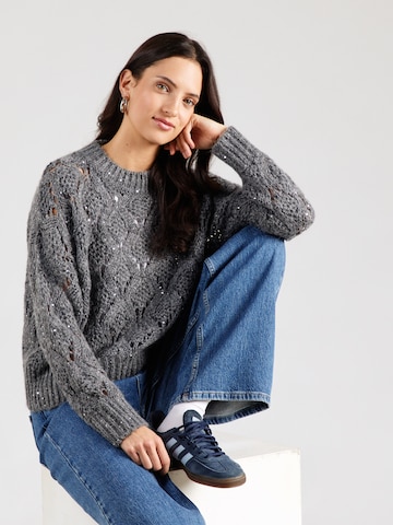Pull-over 'Ajour Sequince' Rich & Royal en gris : devant