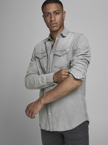 JACK & JONES Regular fit Button Up Shirt 'Sheridan' in Grey