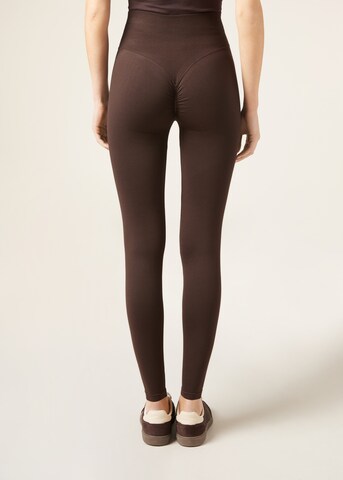 CALZEDONIA Skinny Leggings 'Scrunch' in Brown