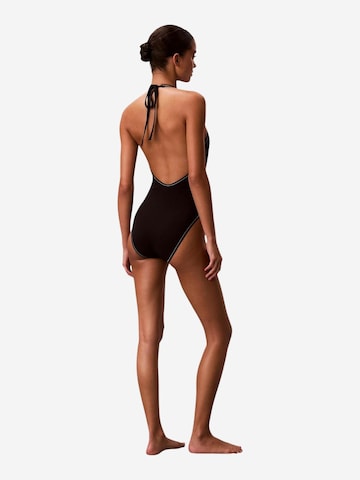 Calvin Klein Jeans Triangel Badpak 'PLUNGE ONE PIECE LV00Q61216' in Zwart