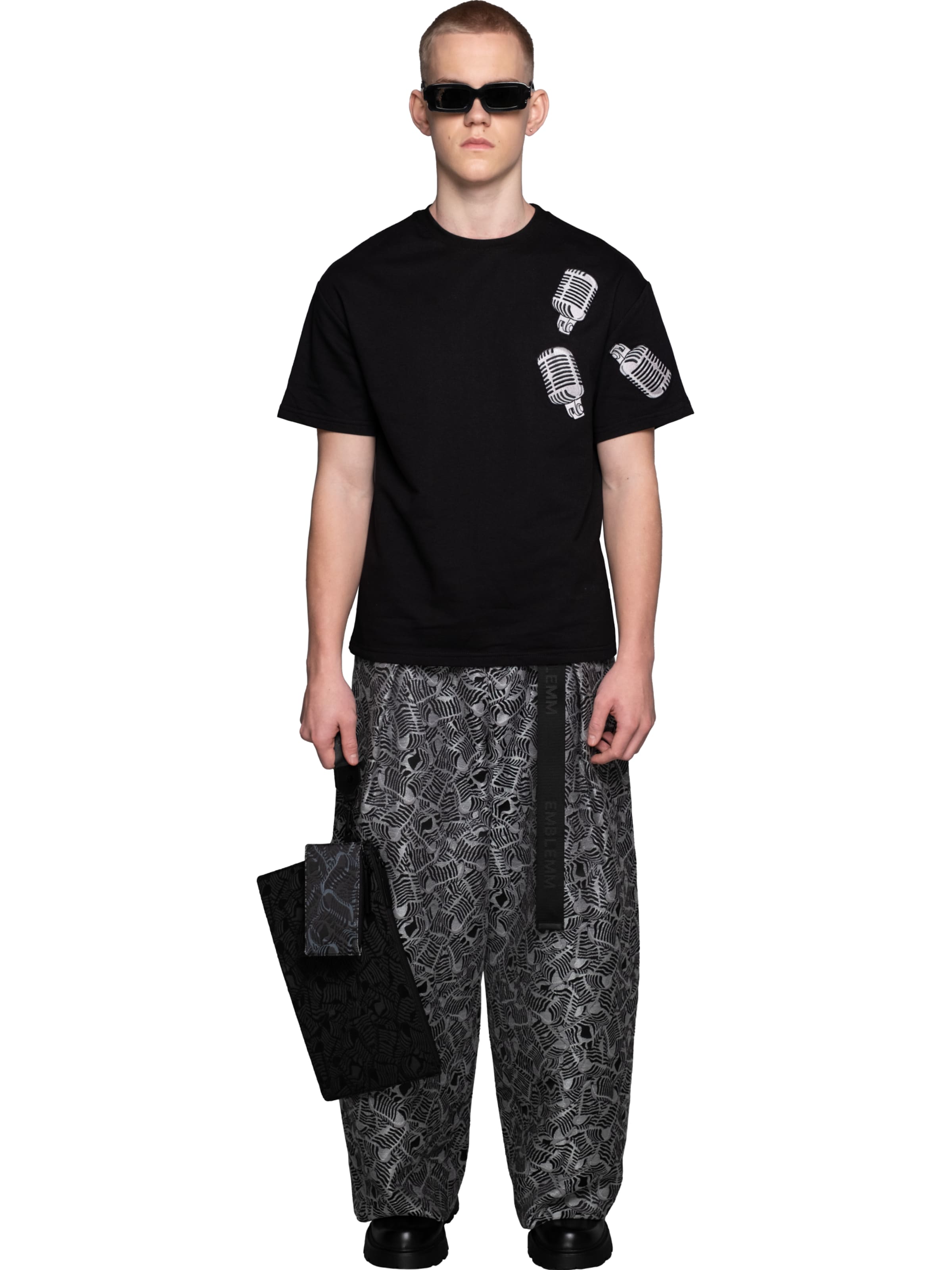 EMBLEMM Etui 'Double Portfolio in Liquid Mic Jacquard' in Zwart