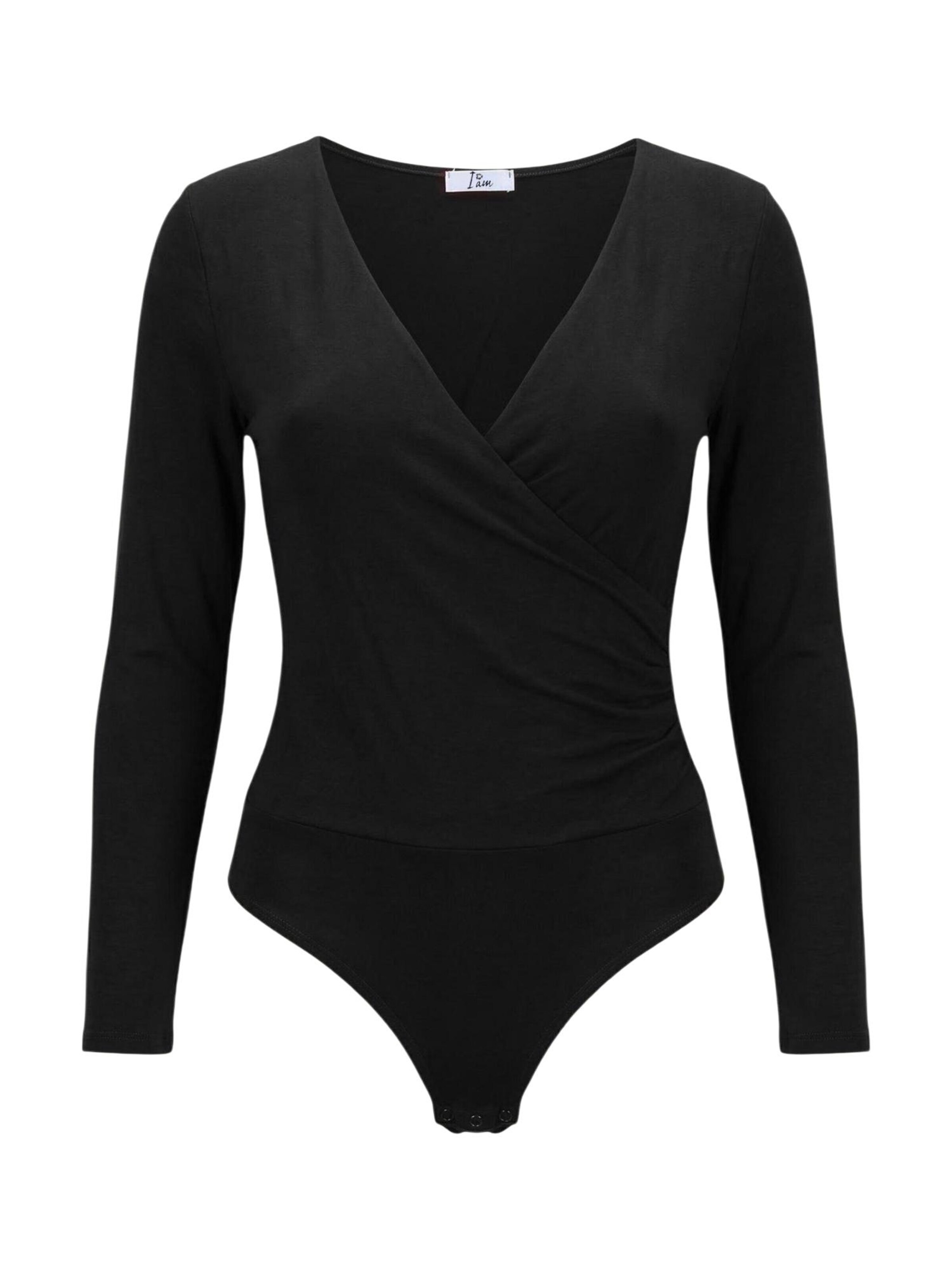 Body a maglietta 'Body Cotone Incrociato 25310' di I AM in nero: frontale
