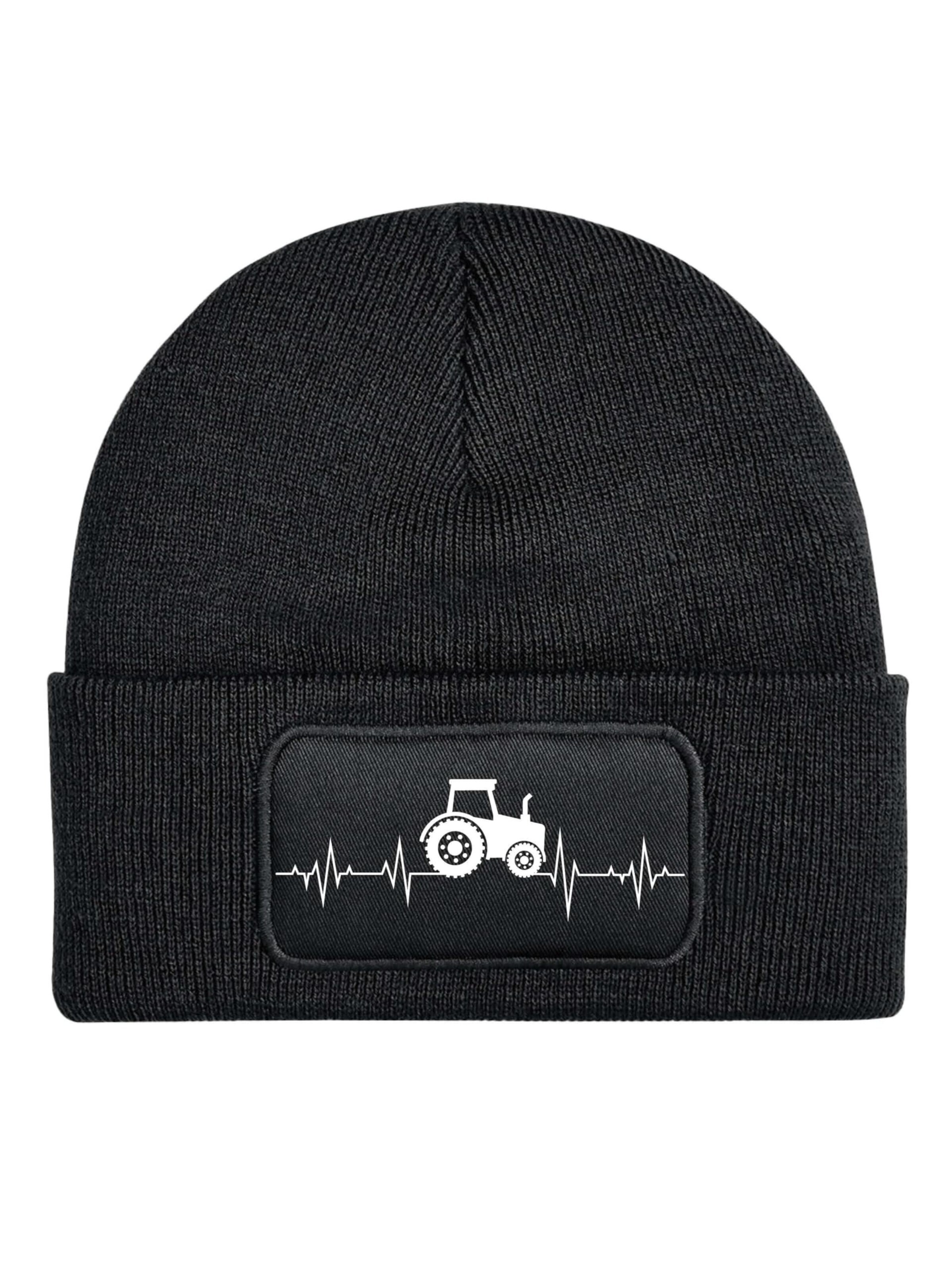 Youth Designz Mütze 'Heartbeat Traktor'‌‌‌‌‌‌ in Schwarz: Vorderseite