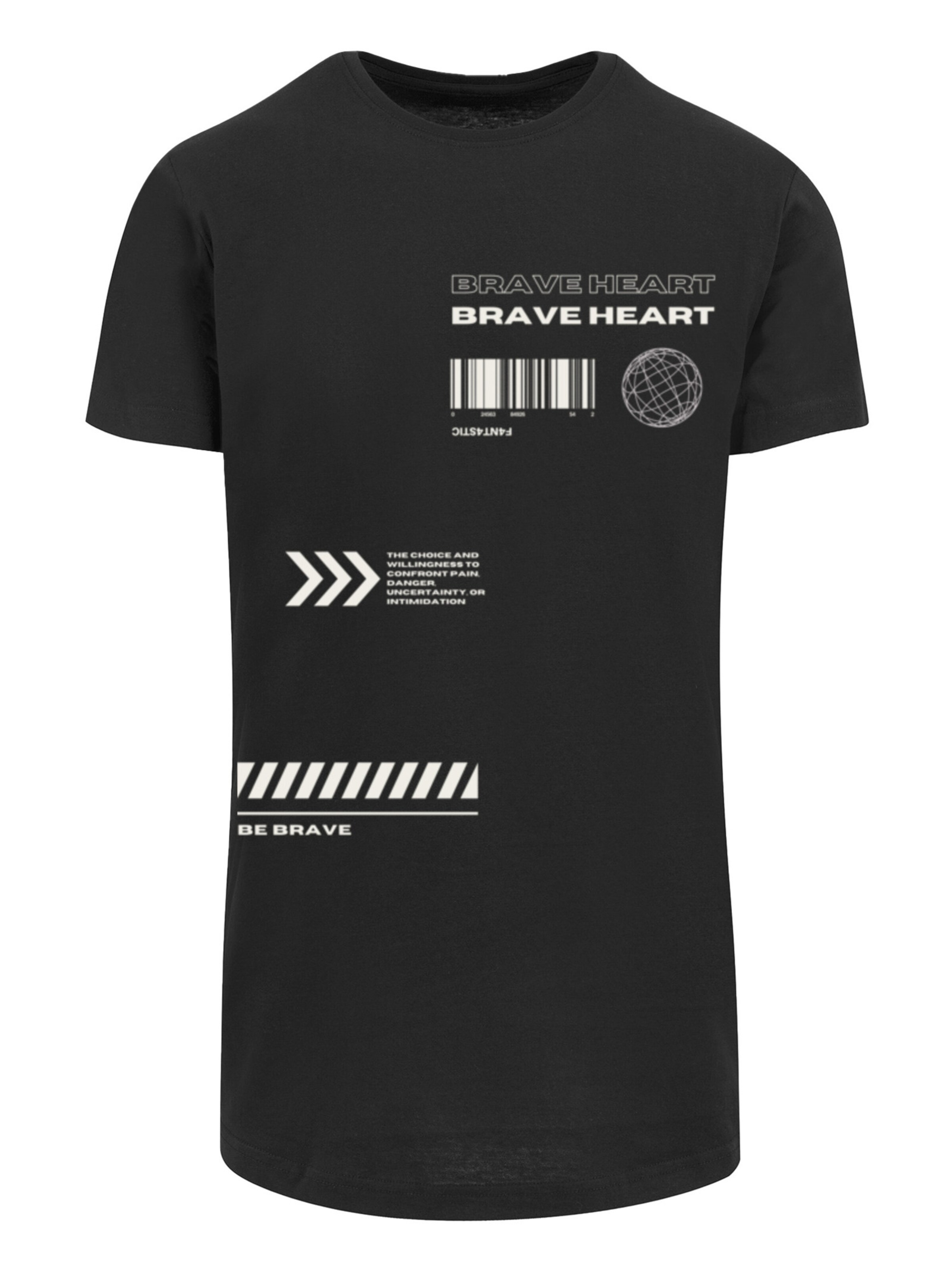F4NT4STIC Shirt 'Brave Heart' in Zwart: voorkant