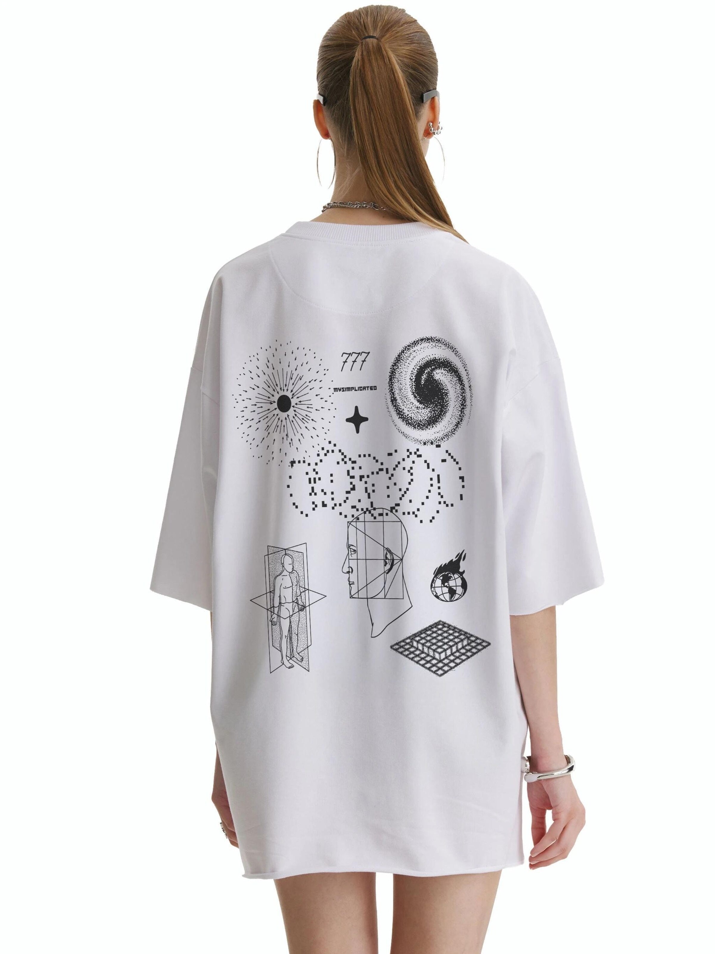 mysimplicated Oversized shirt 'Cotton T-shirt 777' in Wit: voorkant
