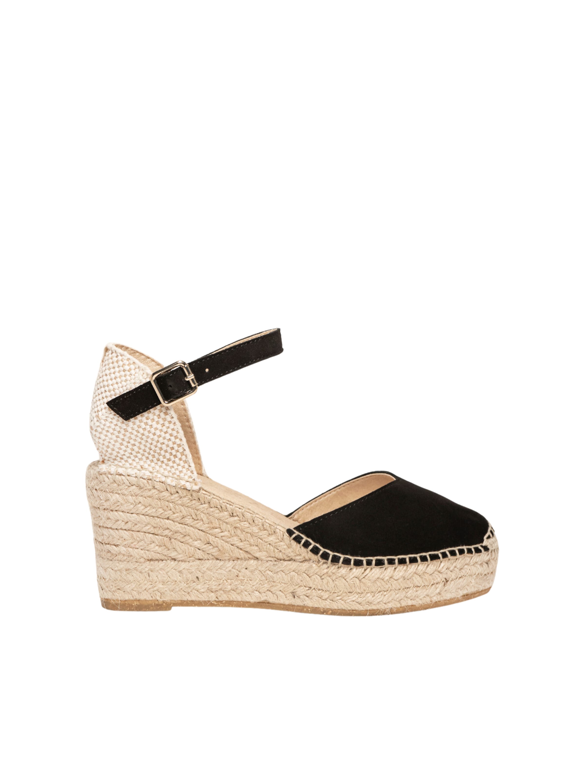 Alhamas - Sandalias 'Alpargata Cuña 8 cm' en negro: frente