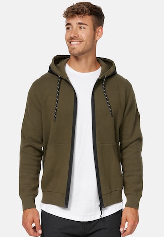 INDICODE JEANS Zip-Up Hoodie in Green