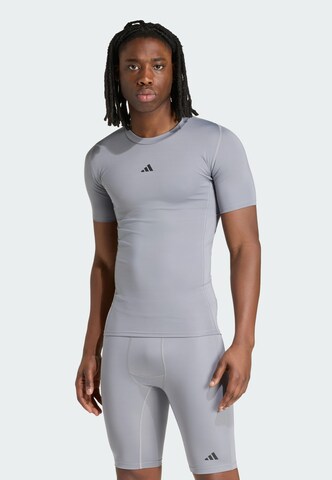 T-Shirt fonctionnel 'Techfit Compression' ADIDAS PERFORMANCE en gris : devant