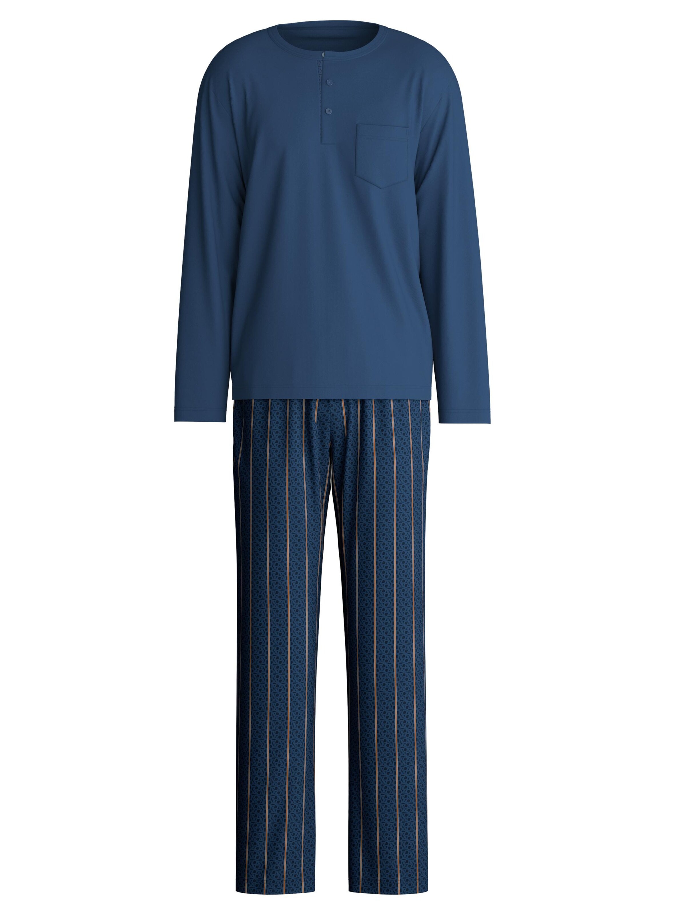 CALIDA Pyjama lang 'Relax Imprint' in Blauw: voorkant