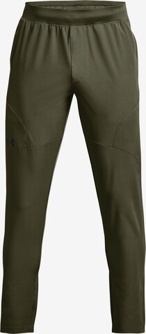 UNDER ARMOUR Tapered Workout Pants 'Unstoppable' in Green: front