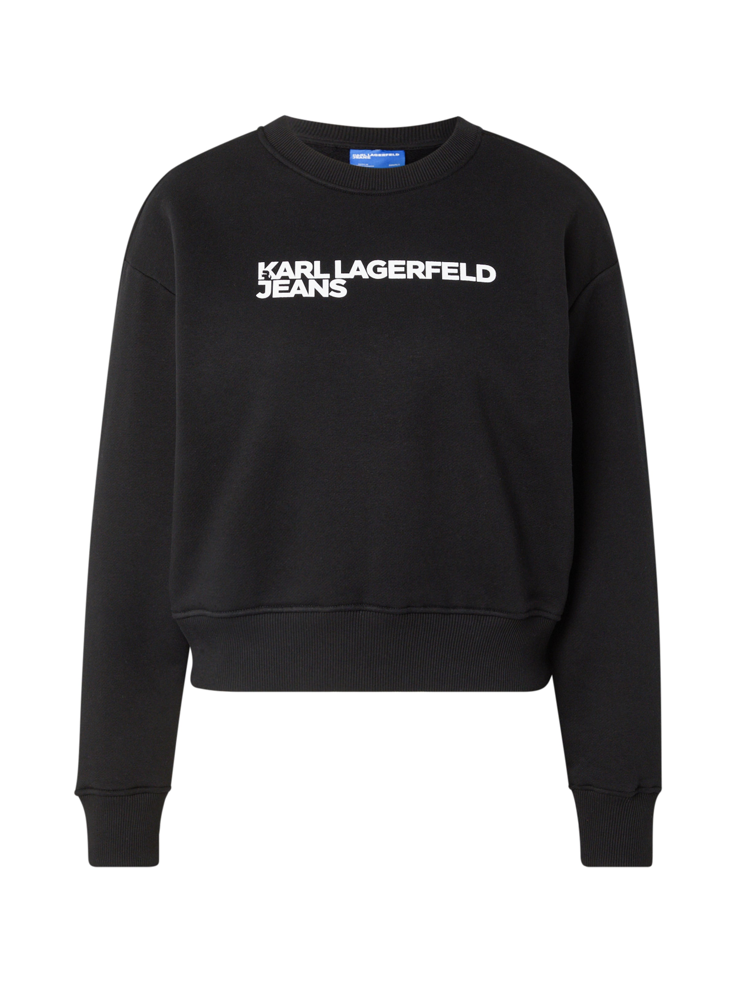 KARL LAGERFELD JEANS Sportisks džemperis 'ESSENTIAL', krāsa - melns / balts, Preces skats