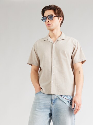 JJ Rebel Comfort Fit Košeľa 'JREBHAVEN' - Hnedá: predná strana