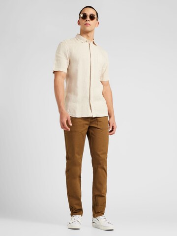 KnowledgeCotton Apparel Regular Fit Hemd in Beige