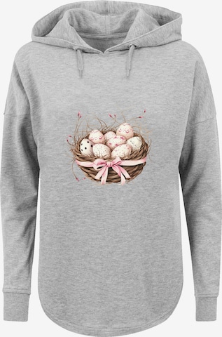 F4NT4STIC Sweatshirt 'Osterei Nest Korb Dekor' in Grijs: voorkant