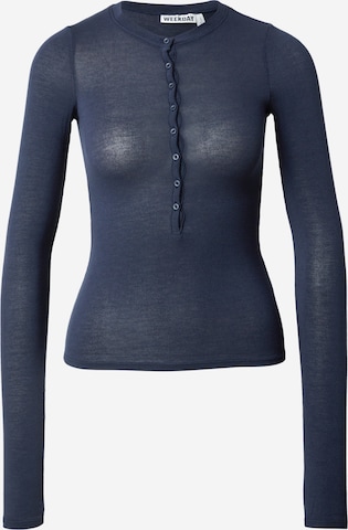 T-shirt WEEKDAY en bleu : devant