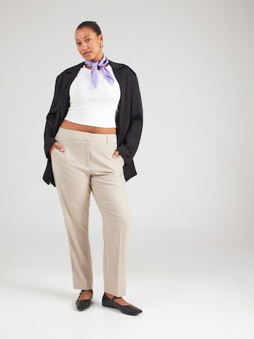 Slimfit Pantaloni cu dungă 'CARVERONICA-ELLY' de la ONLY Carmakoma pe alb