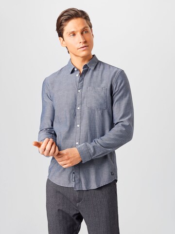 Coupe regular Chemise 'Faux' TOM TAILOR DENIM en bleu : devant