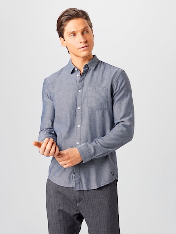 Coupe regular Chemise 'Faux' TOM TAILOR DENIM en bleu : devant