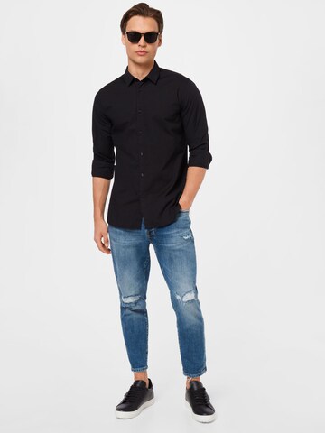 BOSS Slim fit Button Up Shirt 'Magneton 2' in Black