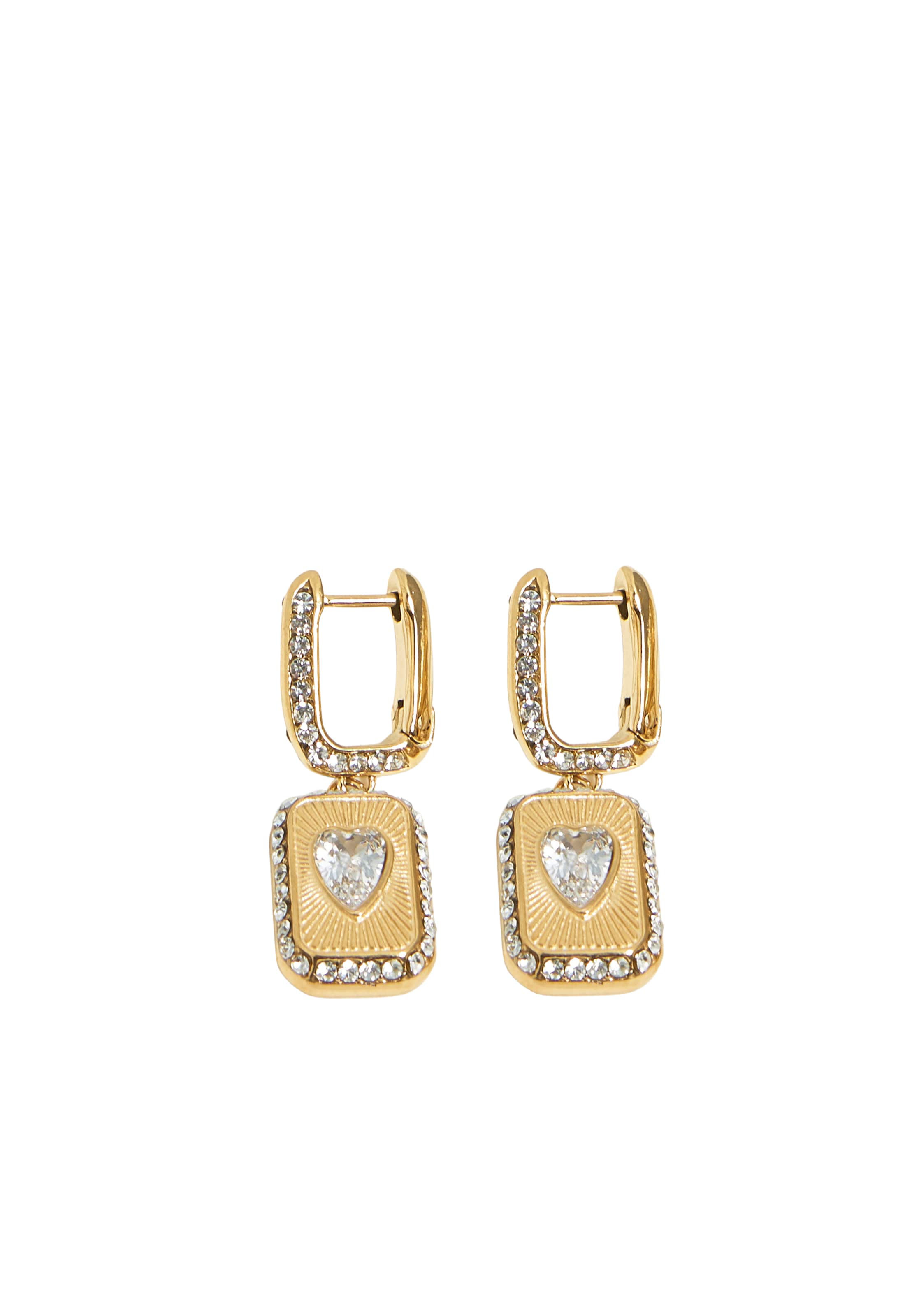 Cercei 'CRYSTAL LOVE' de la GUESS pe auriu: față
