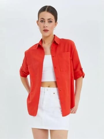 Camicia da donna di MixRay in rosso: frontale