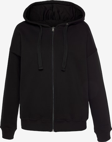 LASCANA Zip-Up Hoodie in Black: front