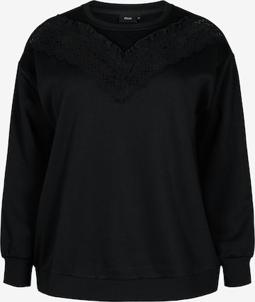 Zizzi Sweatshirt 'CASARA' in Zwart: voorkant