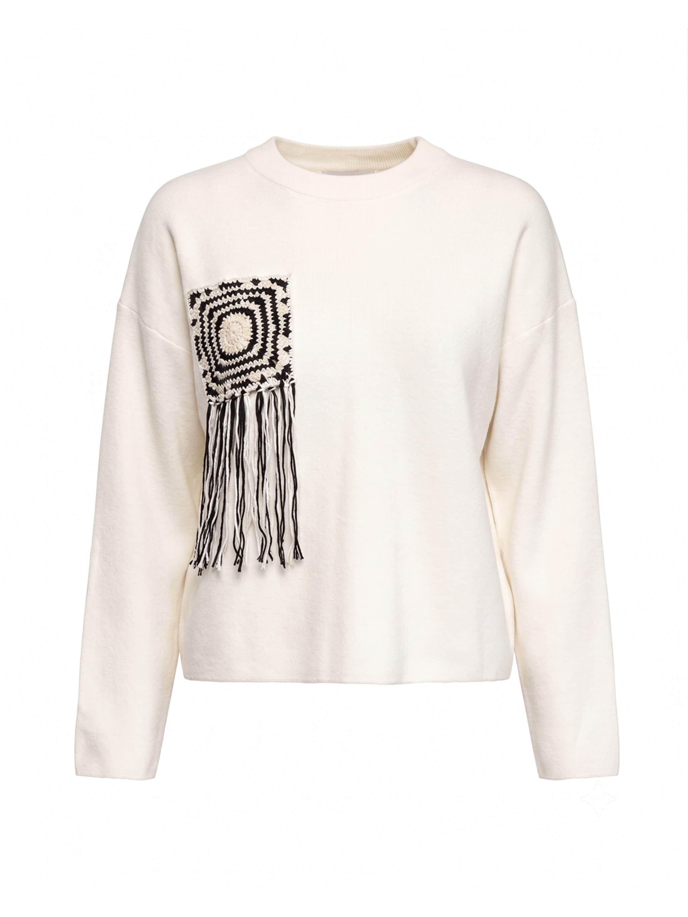 Pullover 'Jersey de punto con bolsillo  y  detalle de crochet (BLANCO)' di Tantra in bianco: frontale
