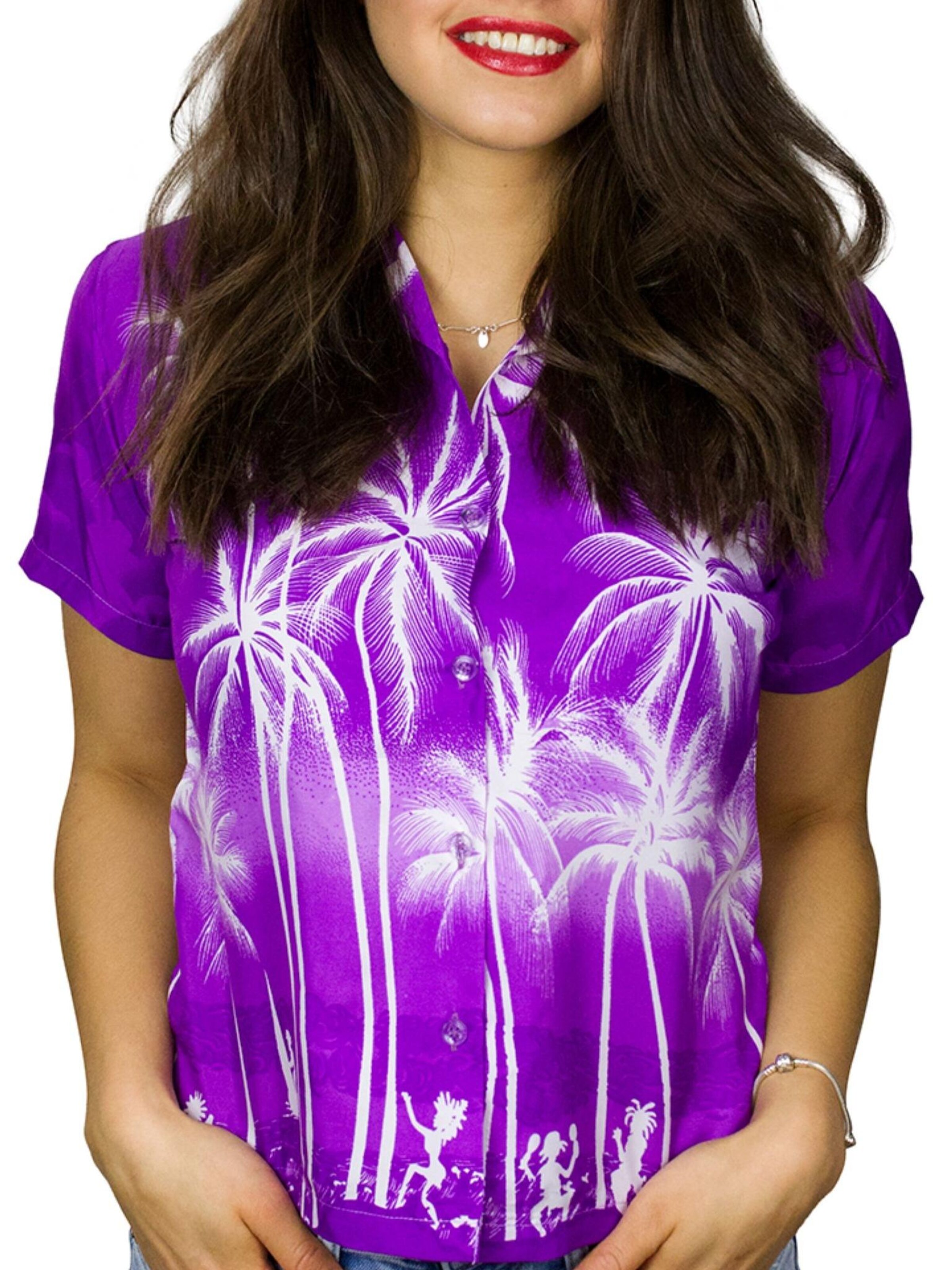 King Kameha Blouse 'Beach Negative' in Purple: front
