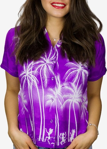 King Kameha Blouse 'Beach Negative' in Purple: front