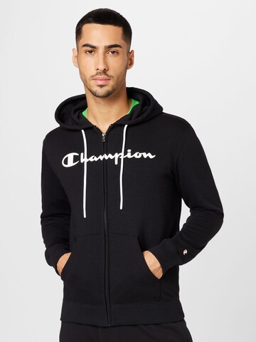 Champion Authentic Athletic Apparel Sweatjacke in Schwarz: predná strana