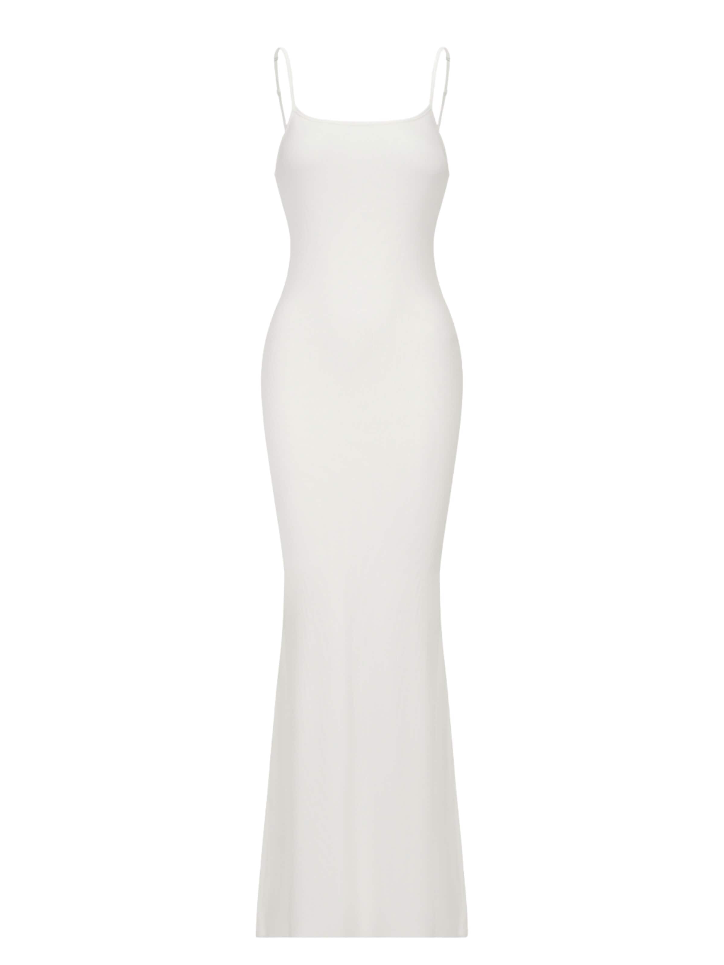 cfab (formerly creamy fabrics) - Vestido 'Ribbed Cami Maxikleid' en blanco: frente