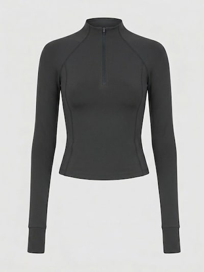YO-GAYA Sports Top 'Quarter Zip Long Sleeve Top' in XS in Anthracite, Item view
