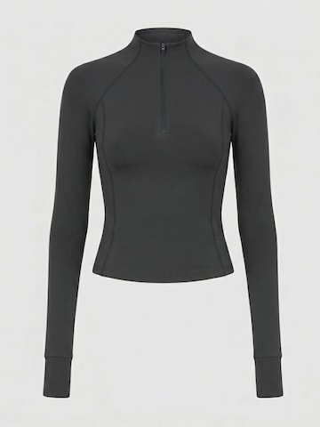 YO-GAYA Sporttop 'Quarter Zip Long Sleeve Top' in Grijs: voorkant