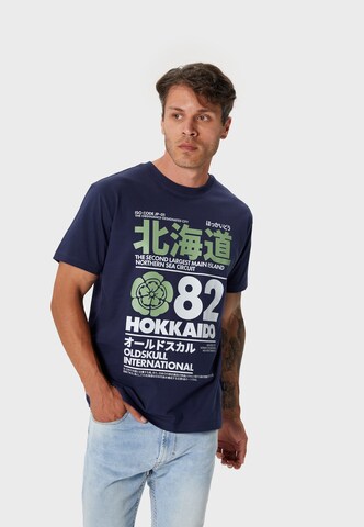 Oldskull Shirt 'Retro Japan Island' in Blauw: voorkant
