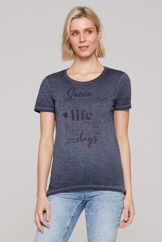 Soccx T-Shirt mit Glitter Wording Print in Blau: Vorderseite