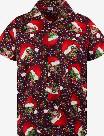 King Kameha Hemd 'Christmas Flying Hats' in Rot: Vorderseite