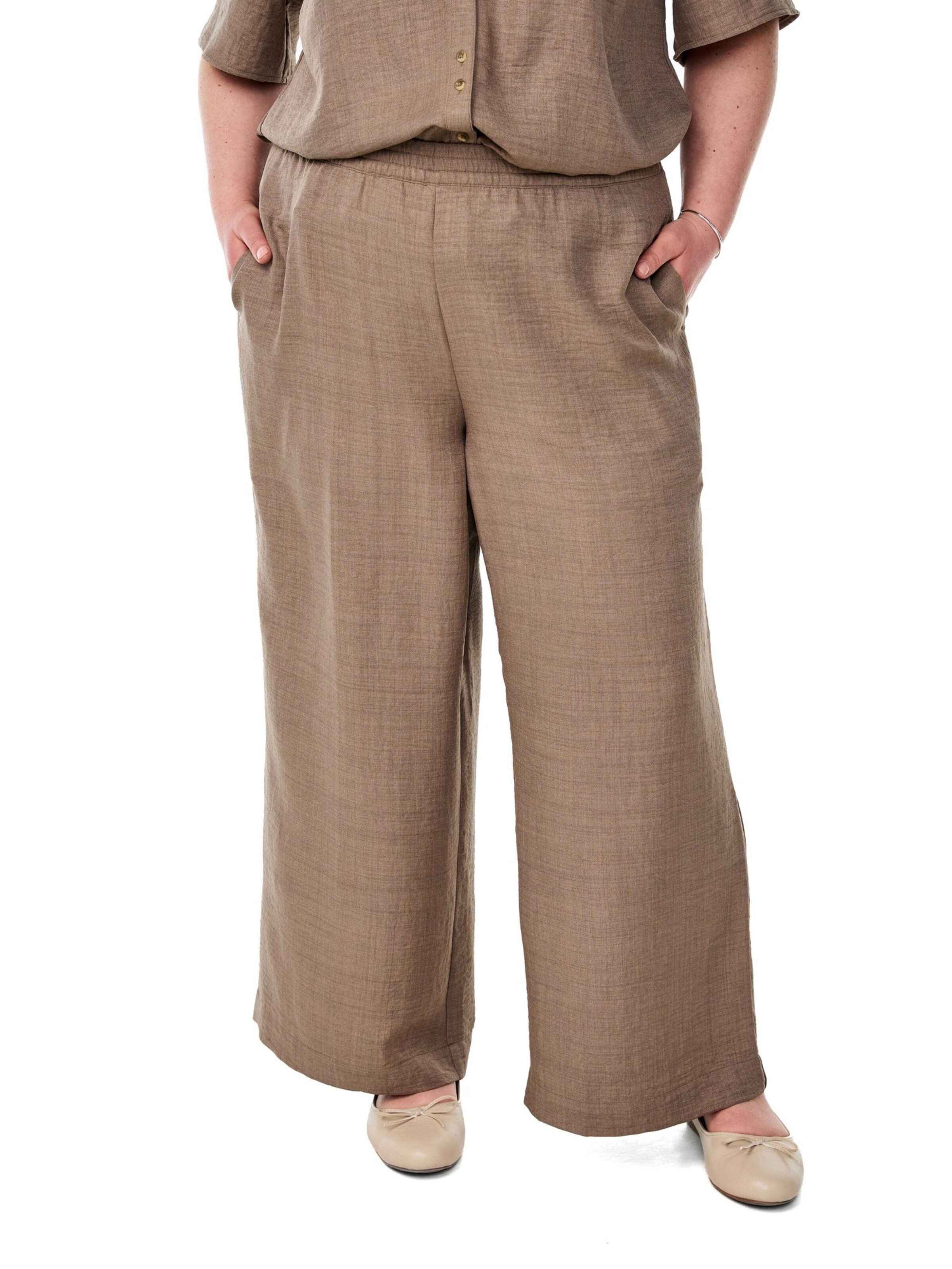 Wide leg Pantaloni 'Caalabama' di Zizzi in marrone: frontale