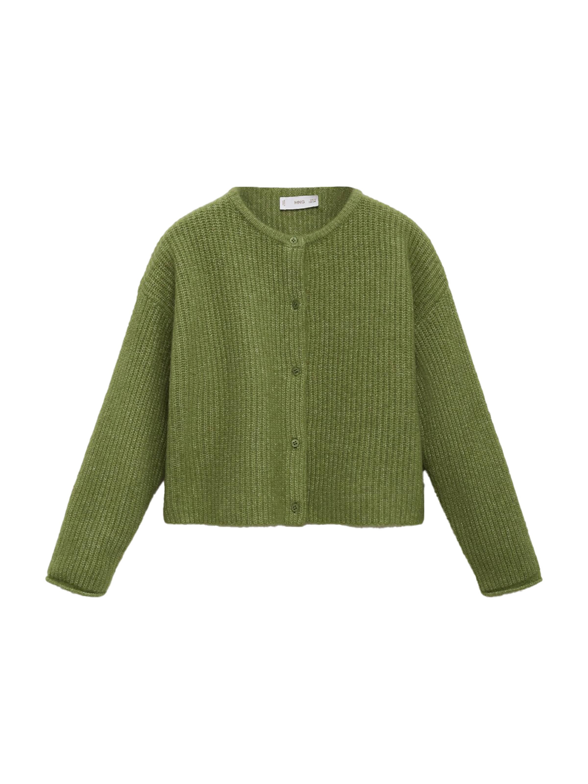 MANGO KIDS Плетена жилетка 'JANINE' в зелено: отпред