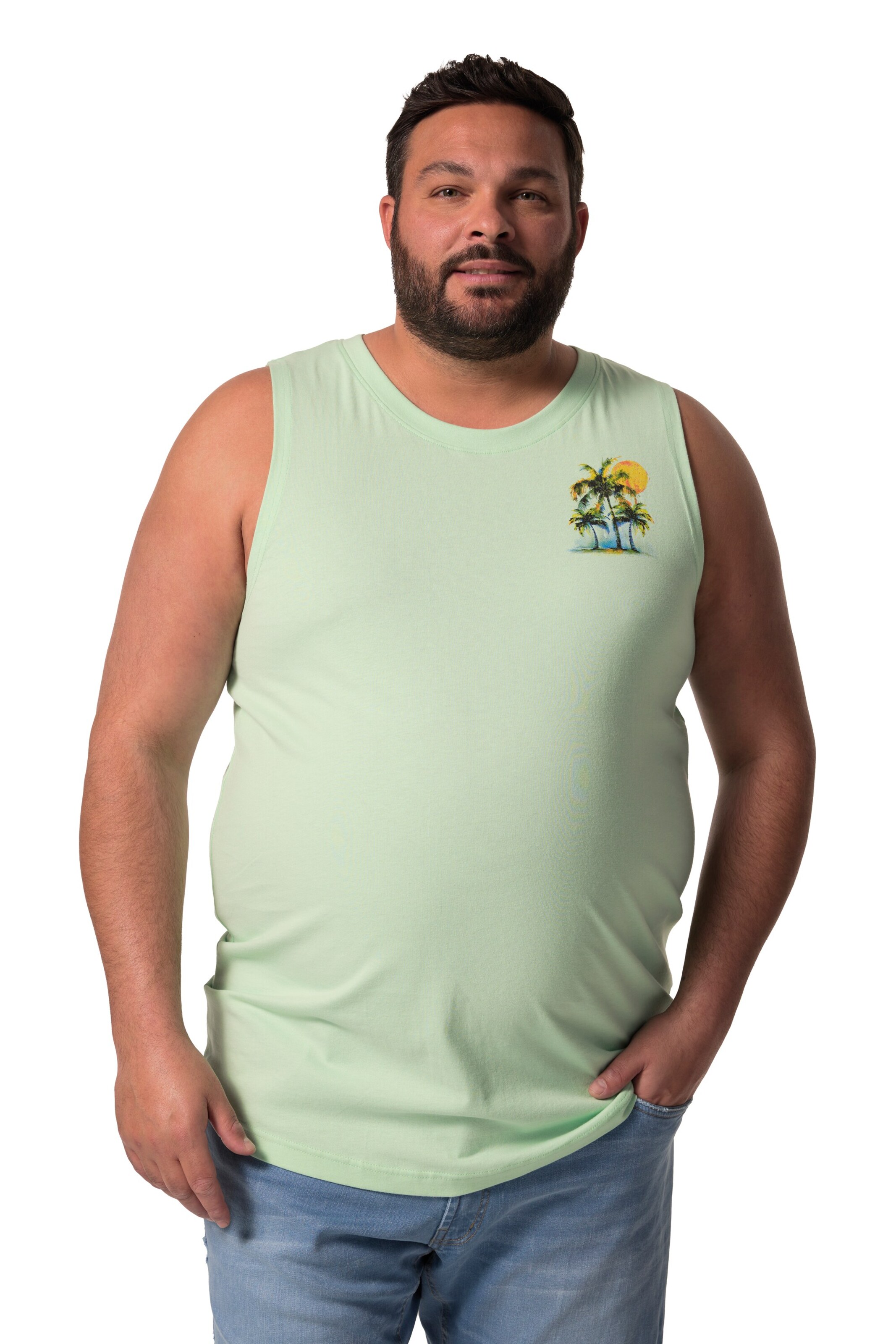 Men Plus Shirt in Green: front