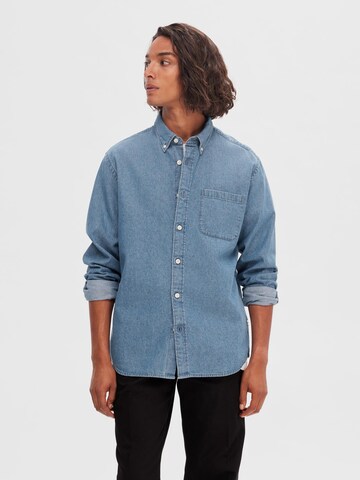 Coupe regular Chemise 'Rick' SELECTED en bleu