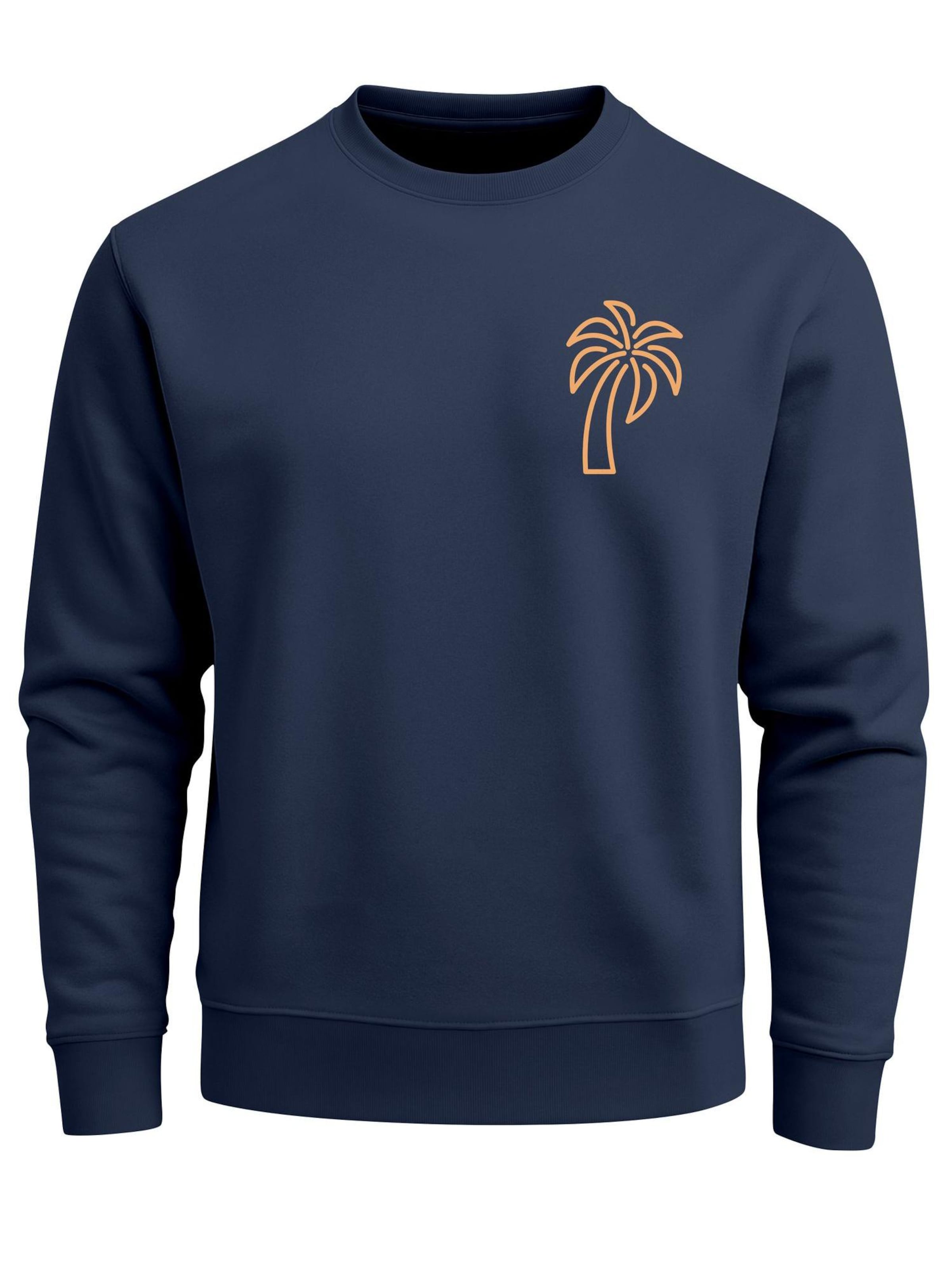 Neverless Sweatshirt 'Palm Lineart Logo' in Blue: front