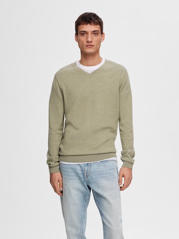 SELECTED HOMME Пуловер 'BERG' в зелено: отпред