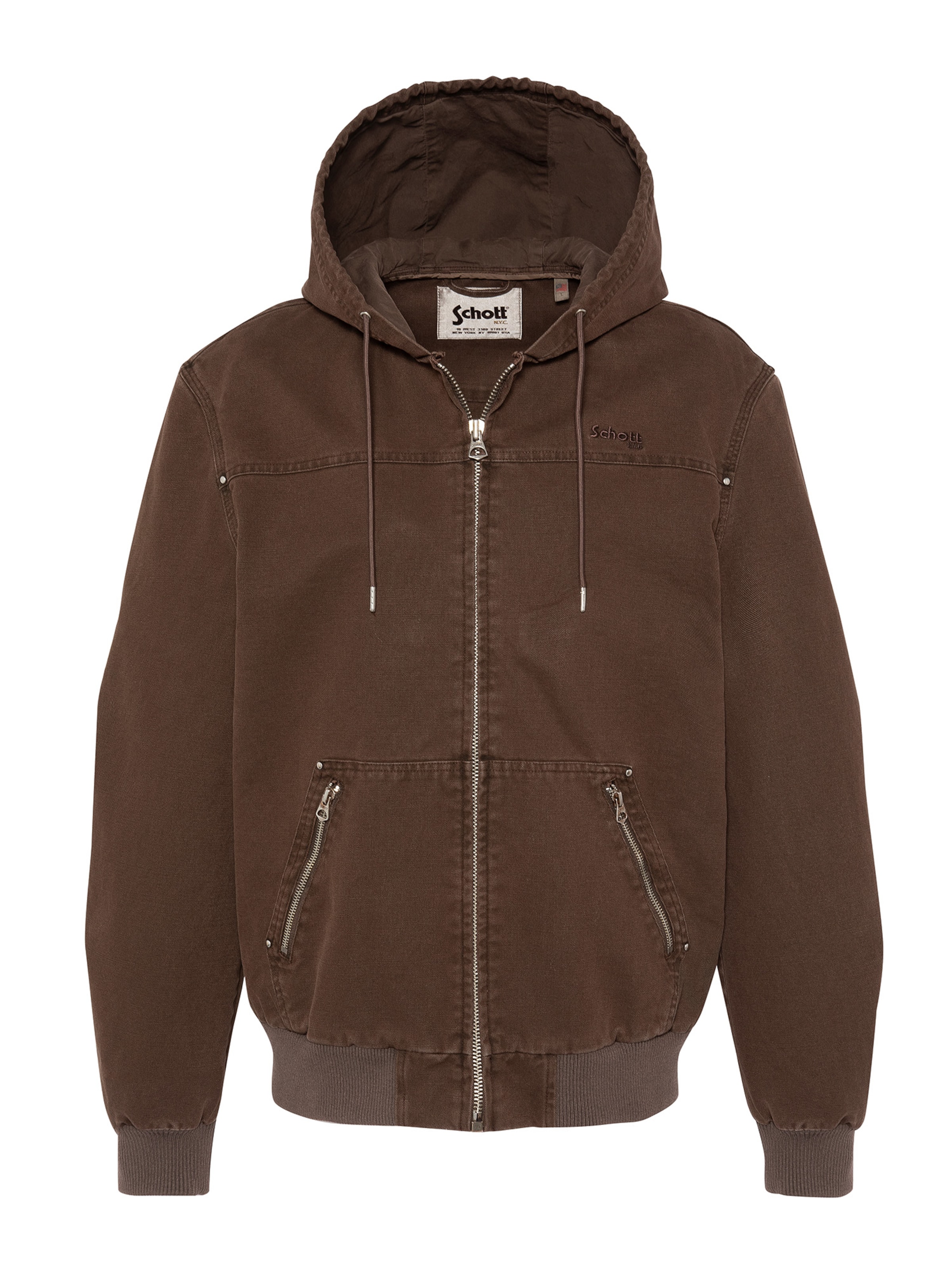 Manteau mi-saison Schott NYC en marron : devant