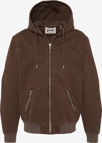Manteau mi-saison Schott NYC en marron : devant