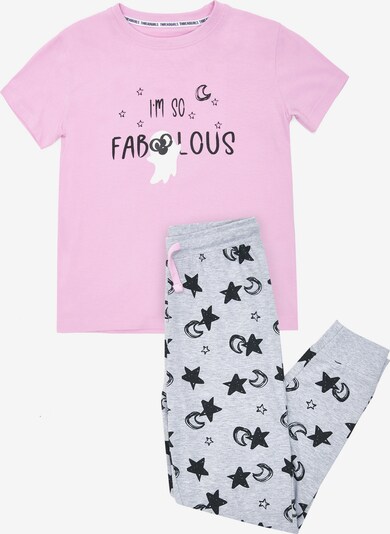 Threadgirls Schlafanzug 'Ghost' in hellgrau / pink / schwarz / weiß, Produktansicht