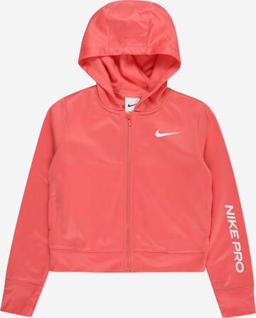 NIKE Athletic Zip-Up Hoodie in Pink: front