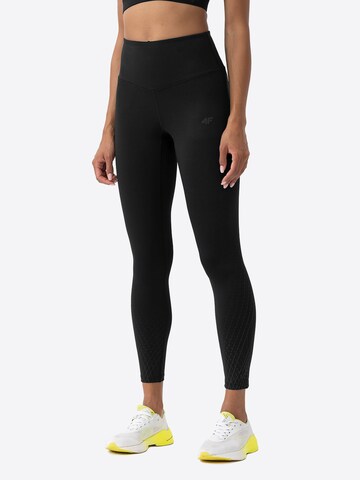 Skinny Pantaloni sport de la 4F pe negru: față