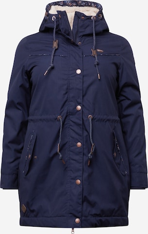 Ragwear Plus - Parka meia-estação 'CANNY' em azul: frente